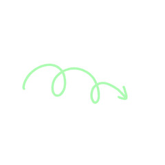 Hand drawn cute arrow on green color. Doodle illustration.