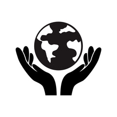 Hand hold globe icon