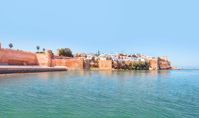 Fototapeta na wymiar Kasbah of Udayas fortress in Rabat Morocco. Kasbah Udayas is ancient attraction of Rabat Morocco