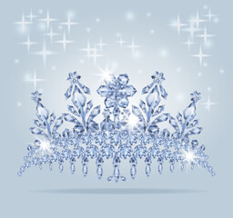Crystals Princess Diamond tiara, vector illustration