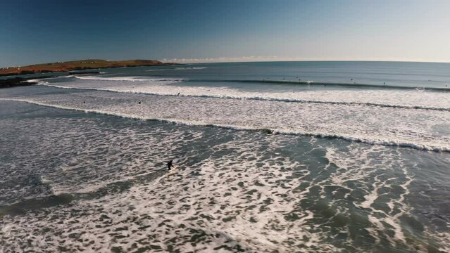 Garretstown Beach, Cork, Ireland, surfers and waves