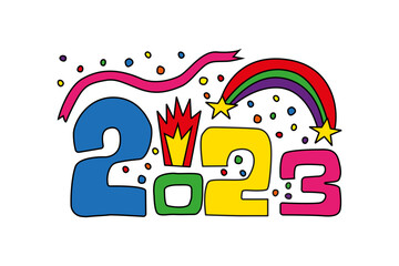 2023 duddle logo design concept. Happy new year 2023 logo design 