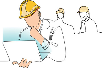 construction manager and engineer working on building site. Vector illustration