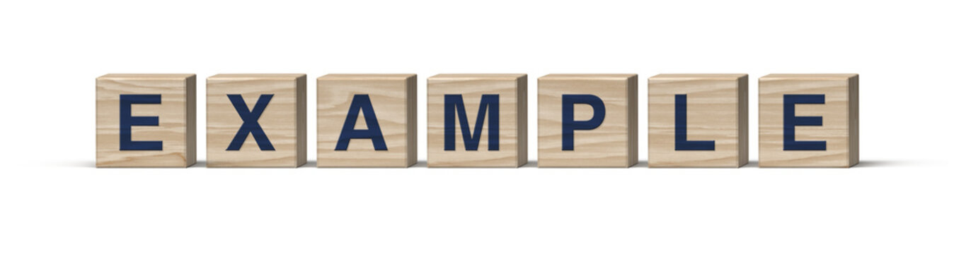 Example font from wooden cube graphic as transparent png