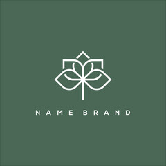 line art magnolia and flower logo vector © Dwi