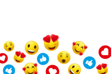 Social media background with social media emojis 