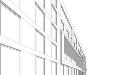 Fototapeta premium Modern architecture 3d illustration