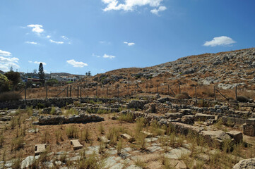 Fototapeta na wymiar Les ruines de la Villa aux Lys à Amnissos près d'Héraklion en Crète