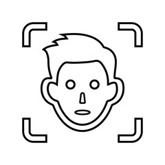 Face, unlock, scan outline icon. Line art vector.