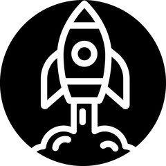 Start up, shuttle rocket line icon