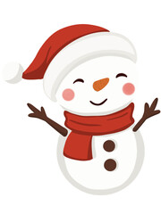 Vector illustration of Christmas adorable snowman. Idea for children’s cartoon, books, icon, poster, background, banner