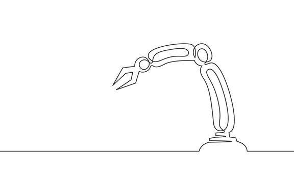 recommend clip art: Robot arm low poly manipulator. Part construct assembly triangle shape. Continuous one line art robotic artificial machinery innovation technology hand vector illustration