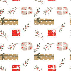 Pattern of gifts. Red gifts