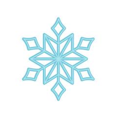 Snowflake. Beauriful blue snowflake. Flat, cartoon, vector