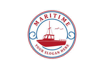 Maritime ship logo design boat icon symbol illustration marine nautical