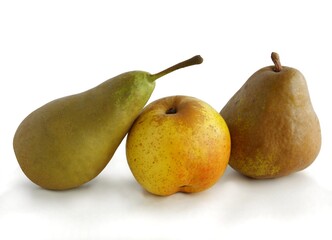 various sweet and juicy pears close up