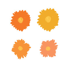 Simple Abstract hand drawn and doodle flowers Retro Botanical Nature contemporary modern trendy vector Elements illustration on white background.