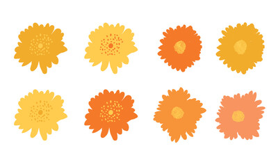 Simple Abstract hand drawn and doodle flowers Retro Botanical Nature contemporary modern trendy vector Elements illustration on white background.