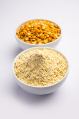 Besan, Gram Flour or chickpea flour is a powder made from ground chickpea known as Bengal gram