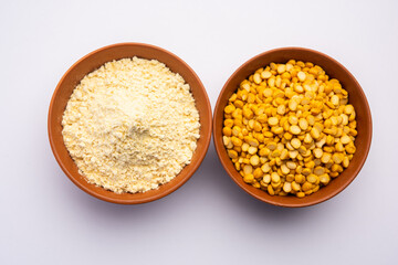 Besan, Gram Flour or chickpea flour is a powder made from ground chickpea known as Bengal gram