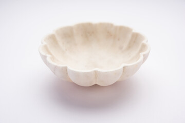 Fototapeta na wymiar Empty white bowl made up of white marble or stone