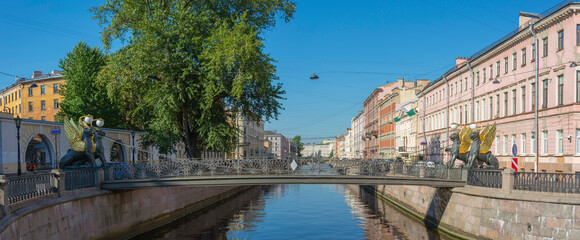 St. Petersburg, view of the Griboyedov Canal and the pedestrian Bank Bridge