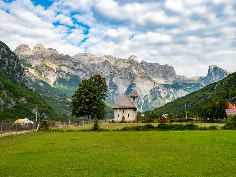 Theth Church in Theth valley in Albania