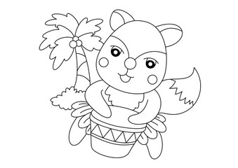 cartoon cute fox for coloring page