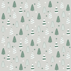 cute and simple hand drawn doodle christmas tree seamless pattern background