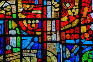 Multicolored stained glass window, big format