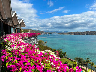 インドネシア、フローレス島のホテルのロビーからの景色。