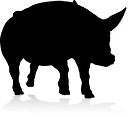 Pig Silhouette Farm Animal