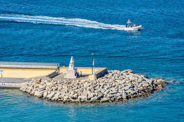 Pier tourists in the Agropoli marina, by Cilento Coast, Italy