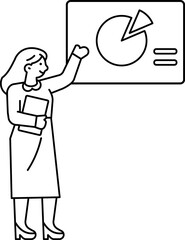 Outline drawing cartoon business people. Doodle characters illustration