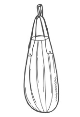 Heavy Boxing Bag. Ink black and white doodle drawing