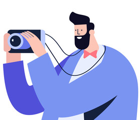 Man, guy with beard, hipster flat illustration