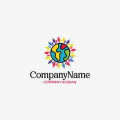 charitable organization non profit logo containing people around the globe - obrazy, fototapety, plakaty