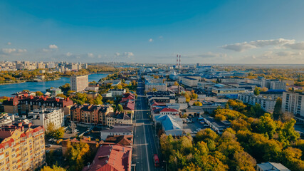 Obraz premium Residential neighborhoods of a Russian city. Residential areas with high-rise buildings in Kazan, Tatarstan. 