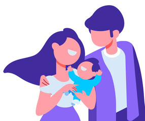 Parents with little child flat illustration