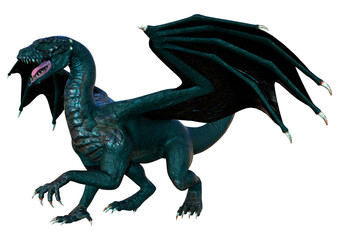 3D Rendering Fairy Tale Dragon on White