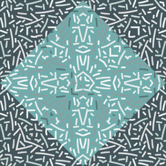 Creative tribal mosaic seamless pattern. Abstract geometric ethnic tile. Hand drawn lines vintage ornament.