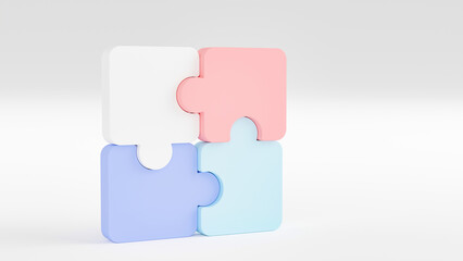 Jigsaw puzzle connecting, Symbol of teamwork, Problem-solving, Cooperation, Partnership, Strategy jigsaw business concept, 3d rendering.