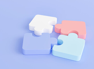 Jigsaw puzzle connecting, Symbol of teamwork, Problem-solving, Cooperation, Partnership, Strategy jigsaw business concept, 3d rendering.