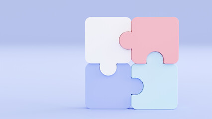Jigsaw puzzle connecting, Symbol of teamwork, Problem-solving, Cooperation, Partnership, Strategy jigsaw business concept, 3d rendering.