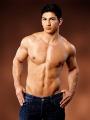 Fototapeta premium Fitness young muscular man bodybuilder