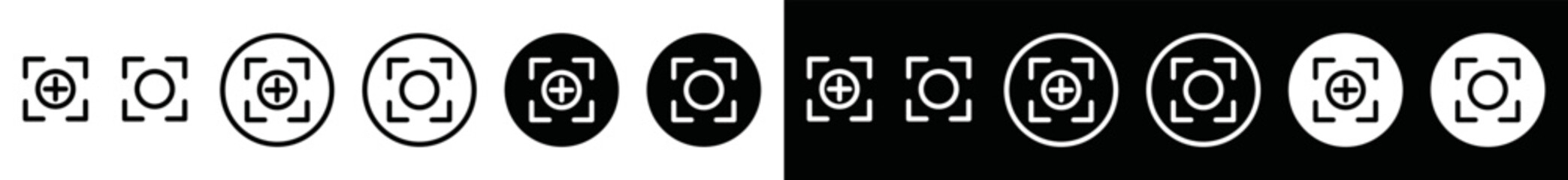 Focus mode button icon vector collection. Target destination icon. Aim sign silhouette for app or website, symbol illustration.