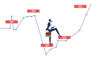 Helping hand-Big hand Arranging block stacking as step stair to grow up. Concept business support Vector