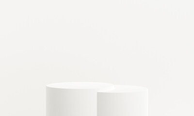 Minimalist white 3d podium scene. abstract white geometry shape background. Minimal cosmetic background for product presentation. 3d rendering.