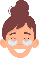 Cute young woman taking care of herself. Moisturizing patches under the eyes. Skin care concept.