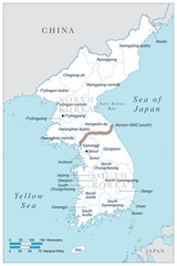 Fototapeta premium Colorful map of North and South Korea.